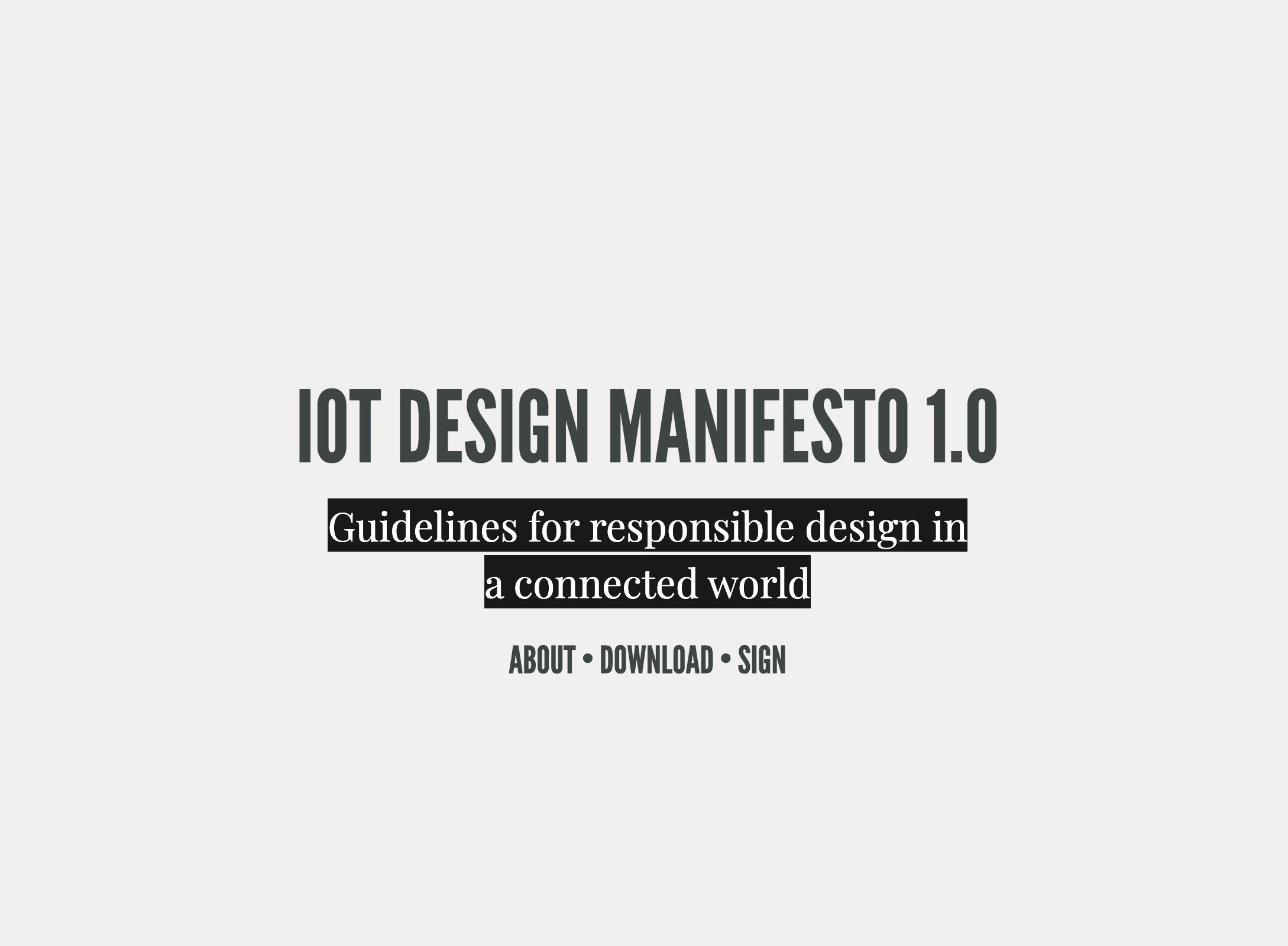 IoT Manifesto